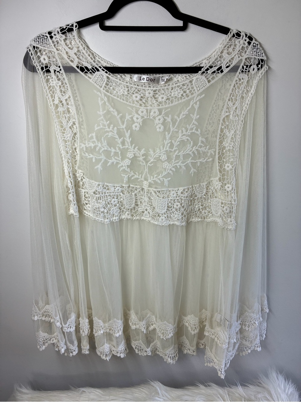 Ivory Lace Sheer Blouse